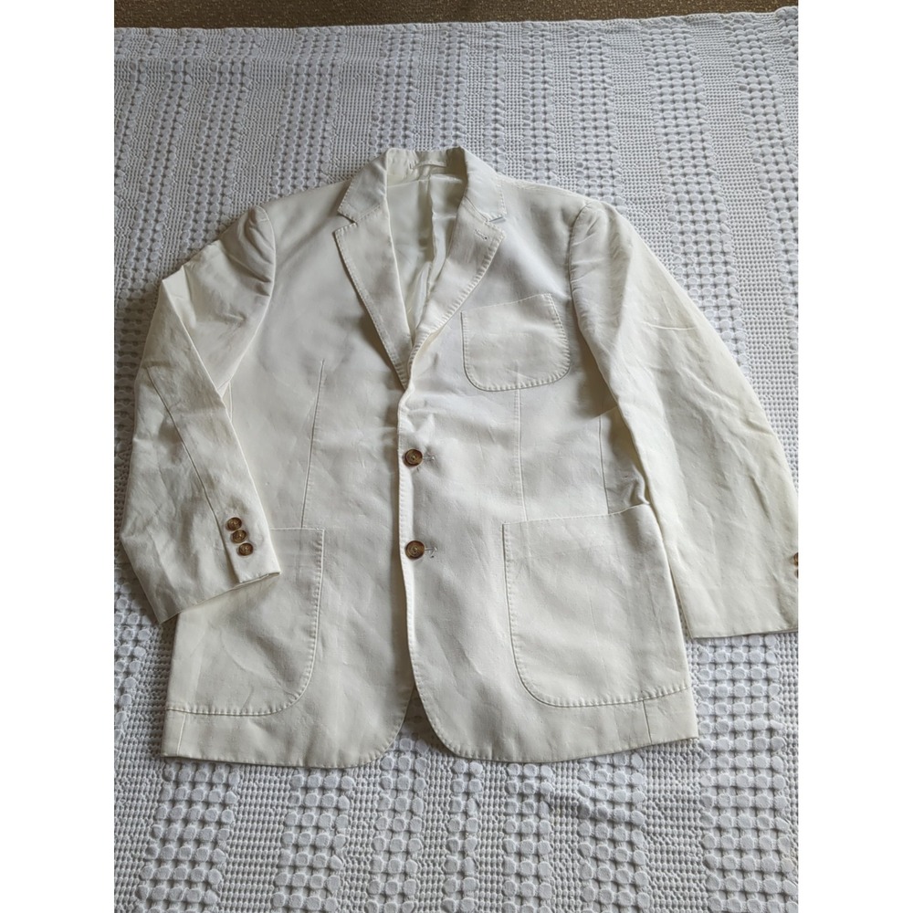 Peter Millar Linen Cotton Blend Blazer Sport Coat White 2 Button Size Medium